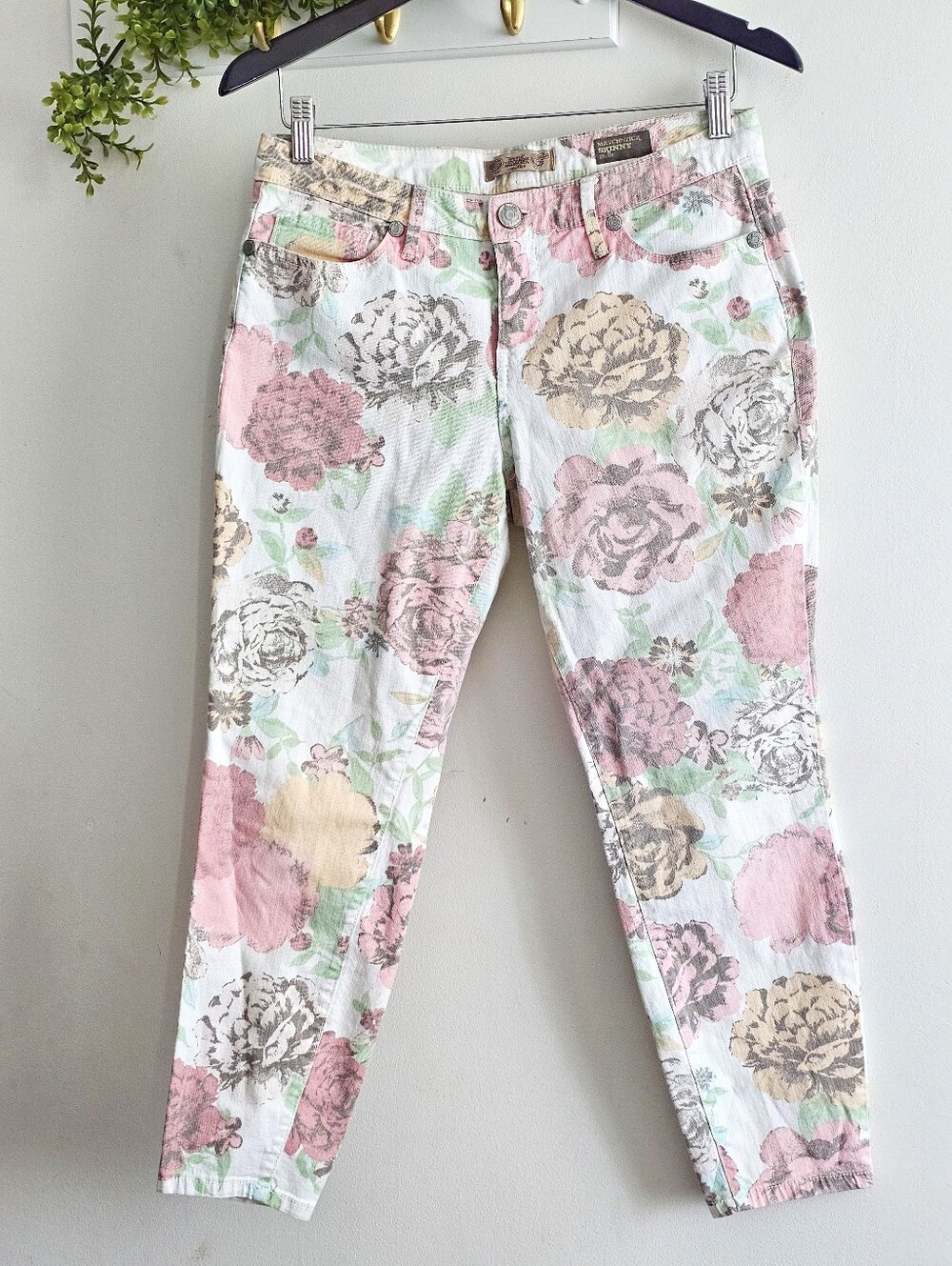 Vintage America Matchstick Skinny Floral Jeans Women’s 8/29 Rose Cottagecore Y2K